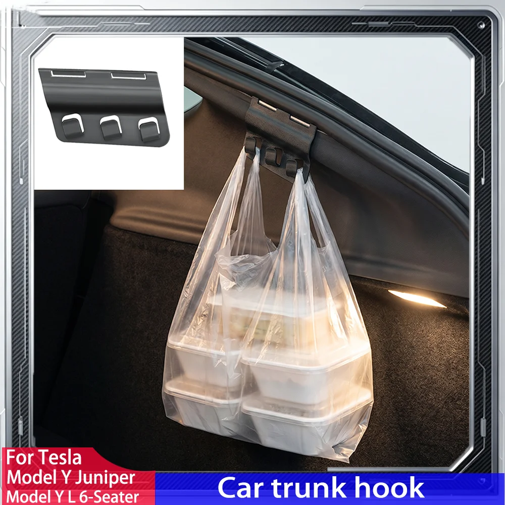 For Tesla Model YL/Y Juniper 2025 Trunk Hook ABS Rear Trunk Wall Side Storage Hook Grocery Bag Organizer Hanger Hook Accessories