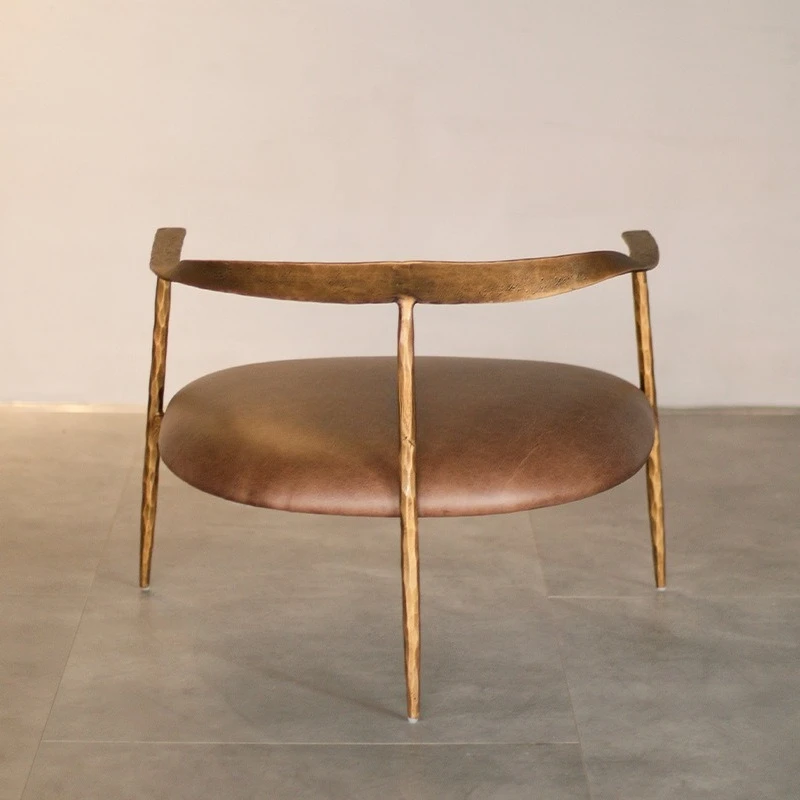 

New Chinese style production first layer cowhide forged twist belt chair household back chair dining chair negotiation