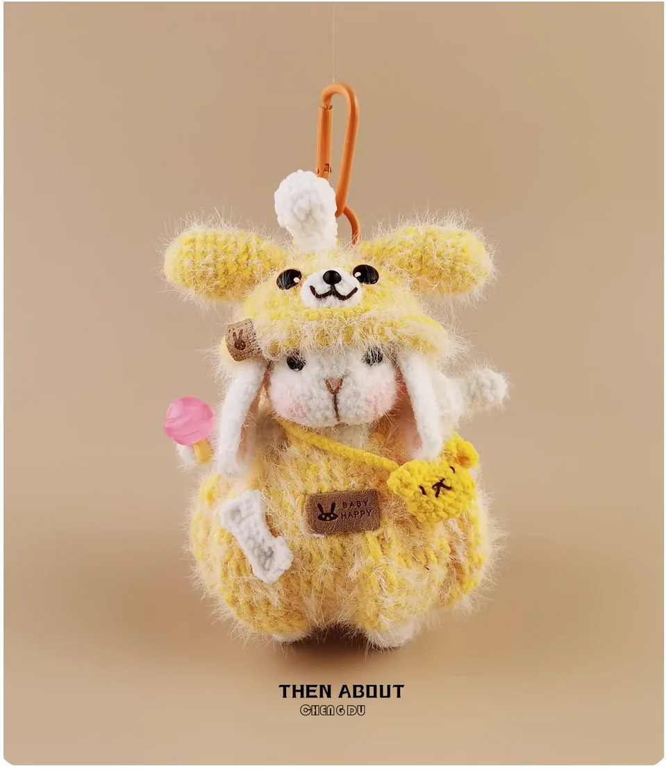 

Cute pudding candy rabbit doll bag pendant pendant backpack pendant high sense gift.