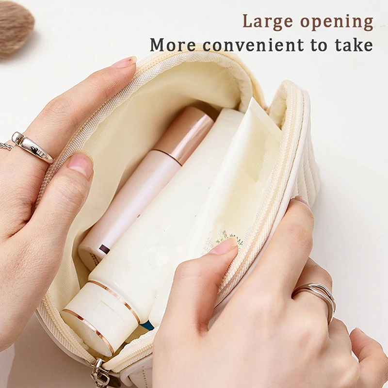 Borsa per il trucco in pelle da ragazza portatile borsa per cosmetici da donna borsa per cosmetici da esterno impermeabile per articoli da toeletta Organizer per il trucco delle borse di bellezza femminili