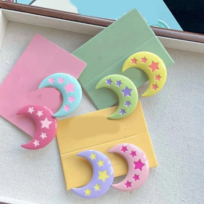 652f Traceless Moon Hairclip Candy Conor Color Clip Girls Girls Accessories Rambut