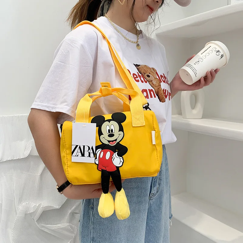 Disney-Bolsas femininas de ombro mickey mouse, cartoons, bolsa de nylon, bolsa mensageiro, bolsa anime fofa, presentes para meninas, moda, novo, 2024