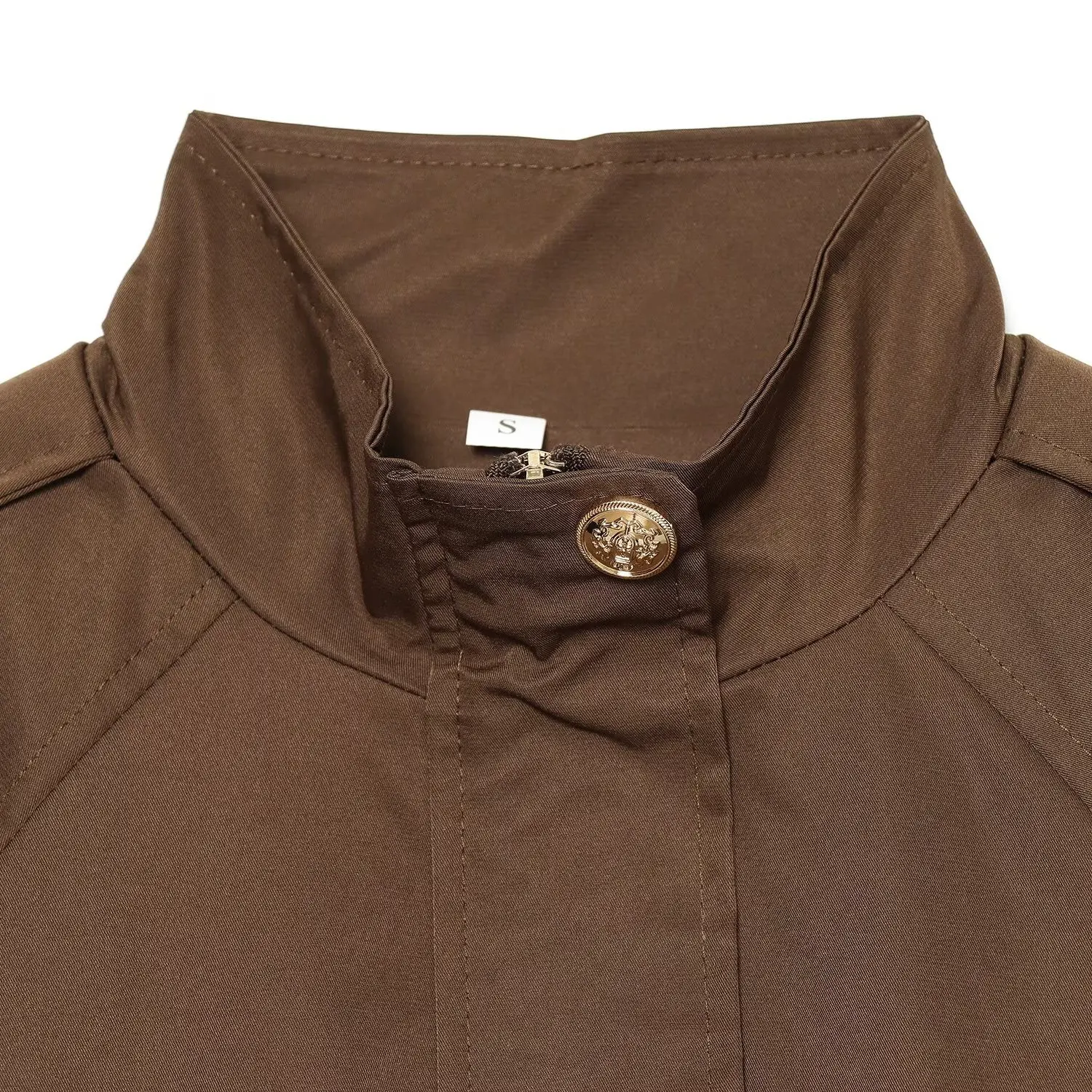 KASLEAD New Women's Fashionable Drawstring Waistcoat Design High-End Feel Short Coat Polyester Fiber Long Sleeve Button Closure