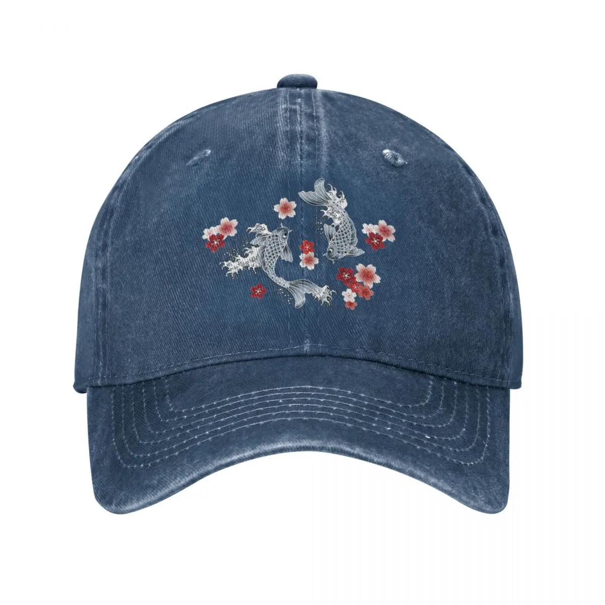 Koi sakura blossom in blue Cap Cowboy Hat Cap winter Hat for girls Men's