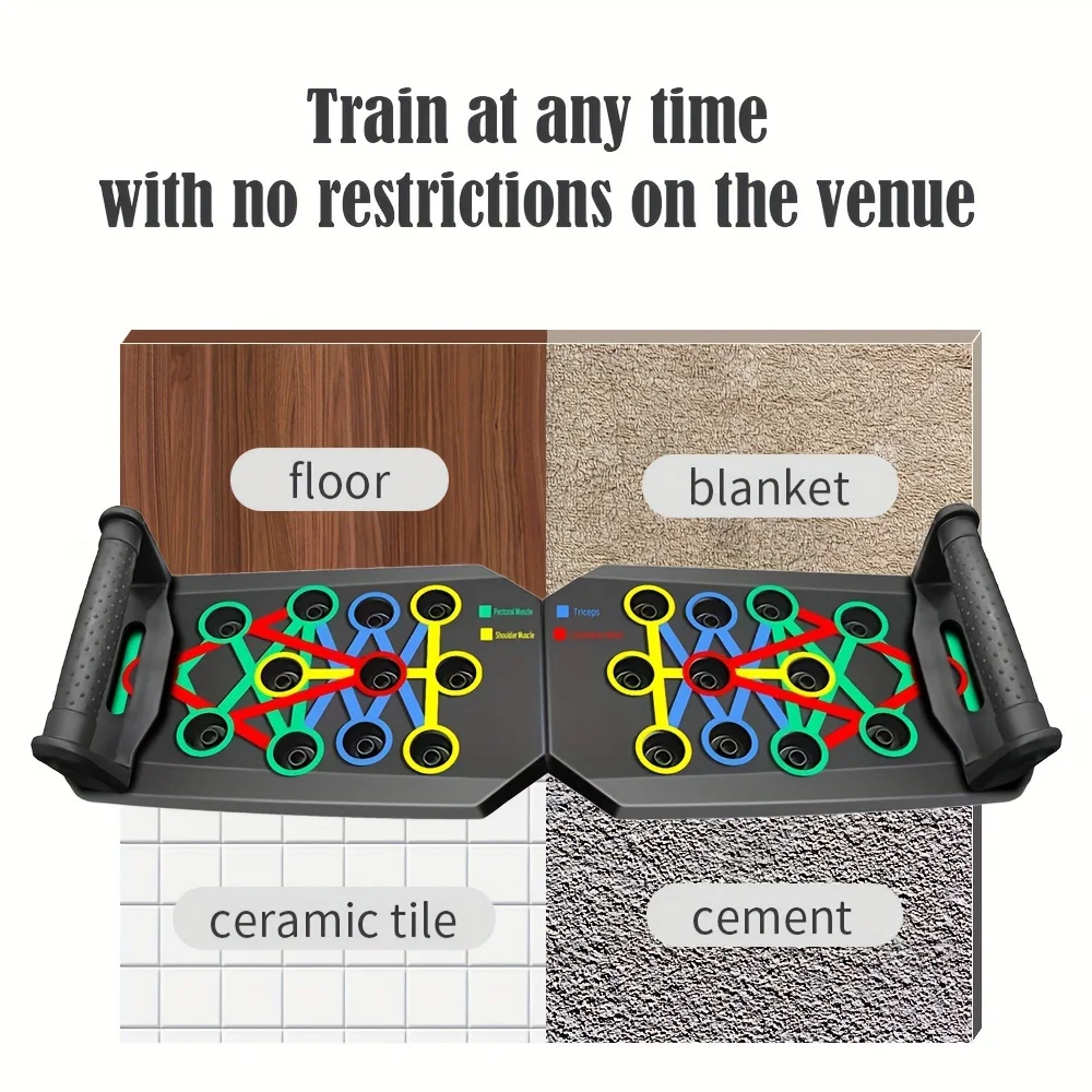 Picture 3: Portable Folding Push-up Board, Multi-functional Anti-slip Mat with Handle, Home Fitness Exercise for Chest, Abdomen and Arms
