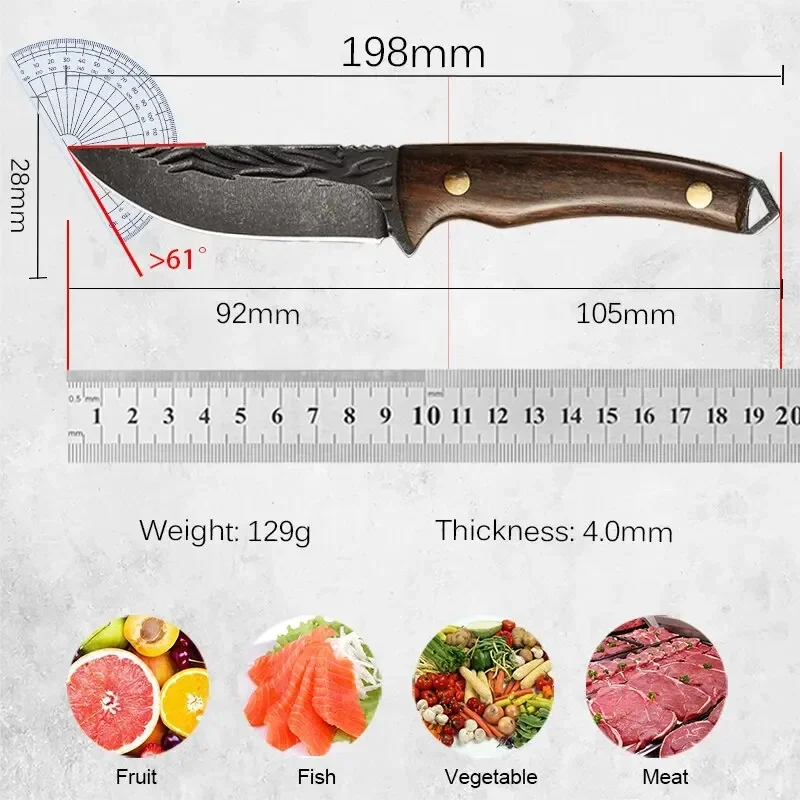 New Handmade Forged Stainless Steel Kitchen Chef Boning Knifes Fillet Knives Meat Cleaver Knife with Sheath