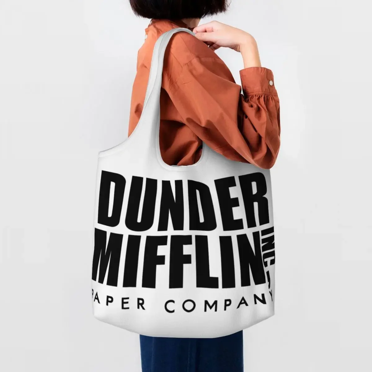 Dunder Mifflin Paper Company Groceries Tote Shopping Bags The Office TV Show Canvas Shopper Shoulder Bags Big Capacity Handbags