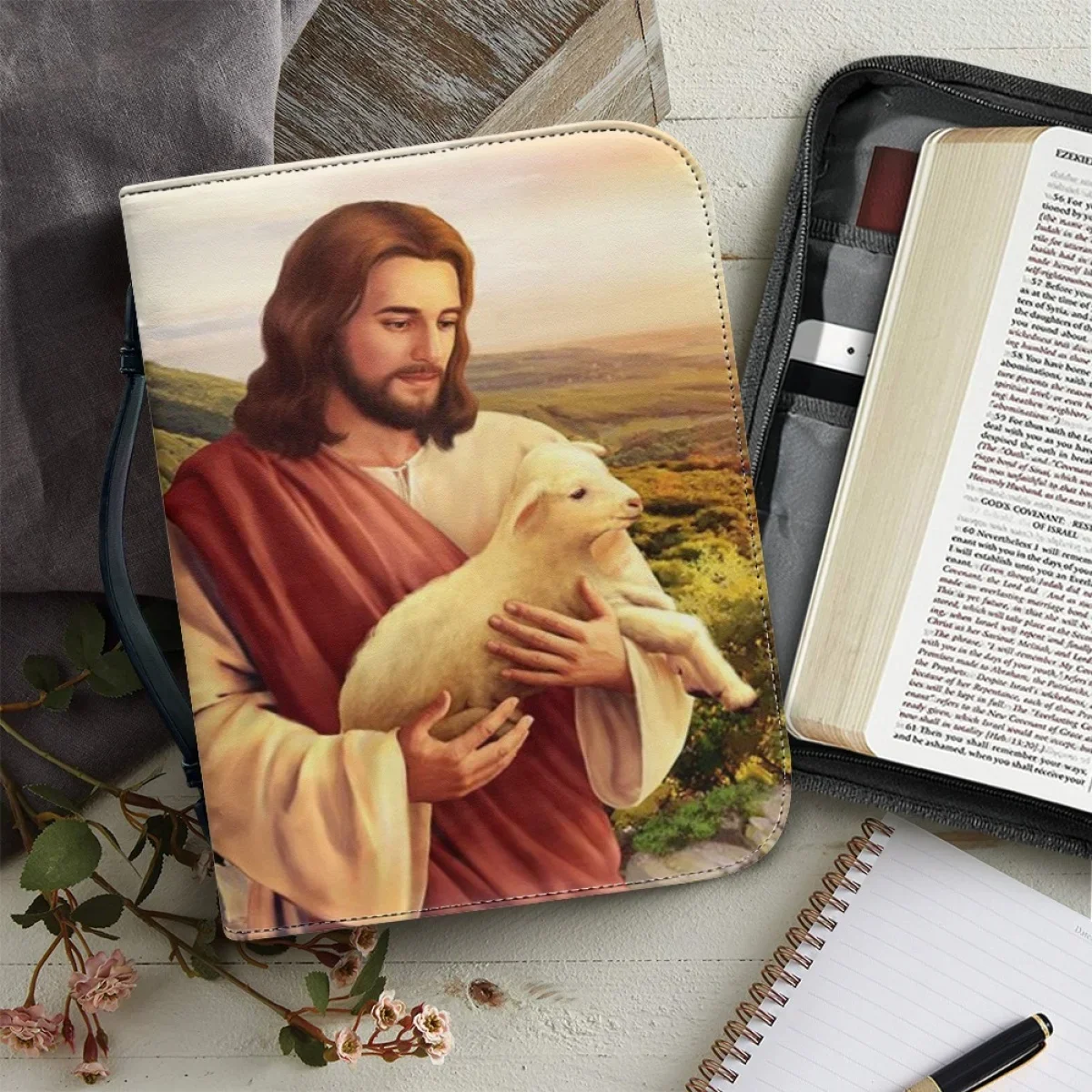 

Women's Bible Storage Bags New Handbag Portable Carrying Bible Cover Case Jesus Printed Customized Study Book Holy Storage Boxes