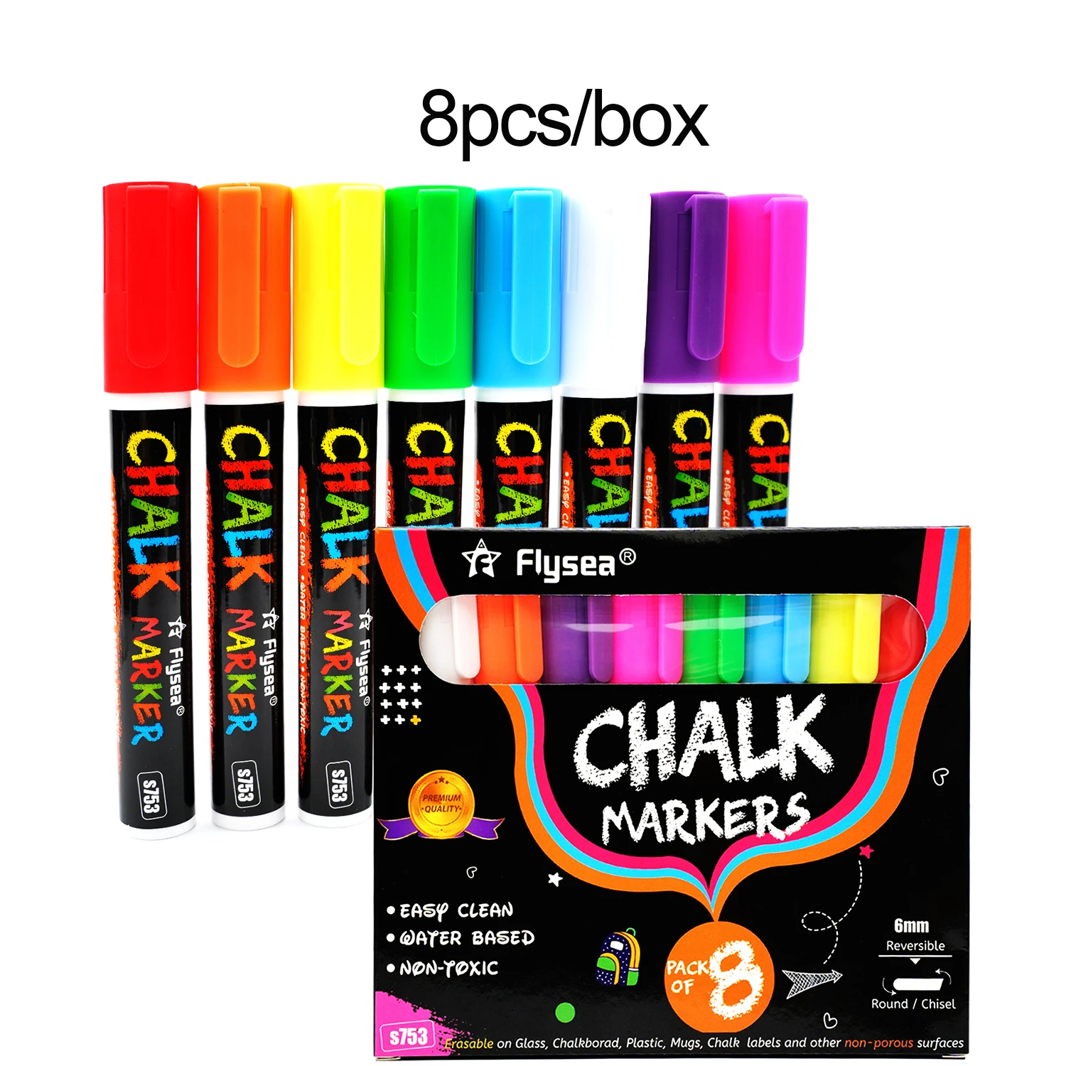 8PCS/Set Liquid Chalk Marker Pens Erasable Multi Colored Highlighters LED Writing Board Glass Window Art 8 Colours Marker Pens