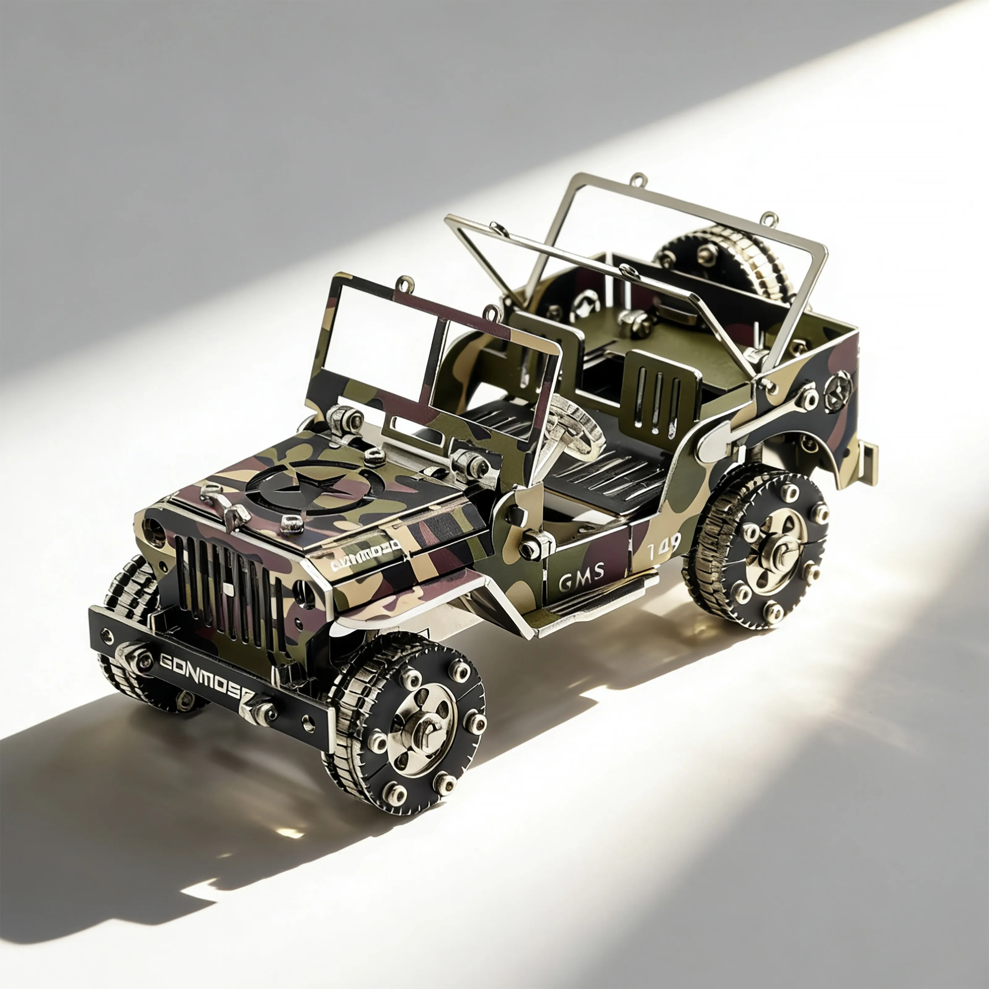 

Colorful Iron Blood Jeep Toy 3D Metal Assembly Model DIY Handmade Puzzle Building Blocks Gift for Friends