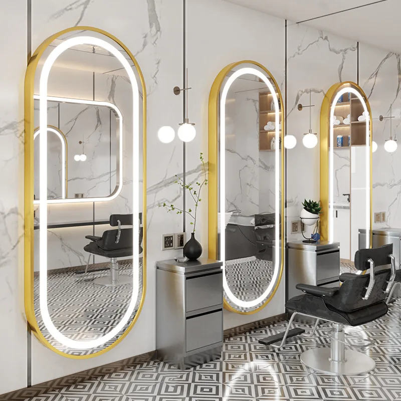 Salon Mirror,LUXMARS Modern Luxury with LED Light,Salon Furniture Set,Barber Mirror,Beauty Dressing Station for Barber Spa Shop