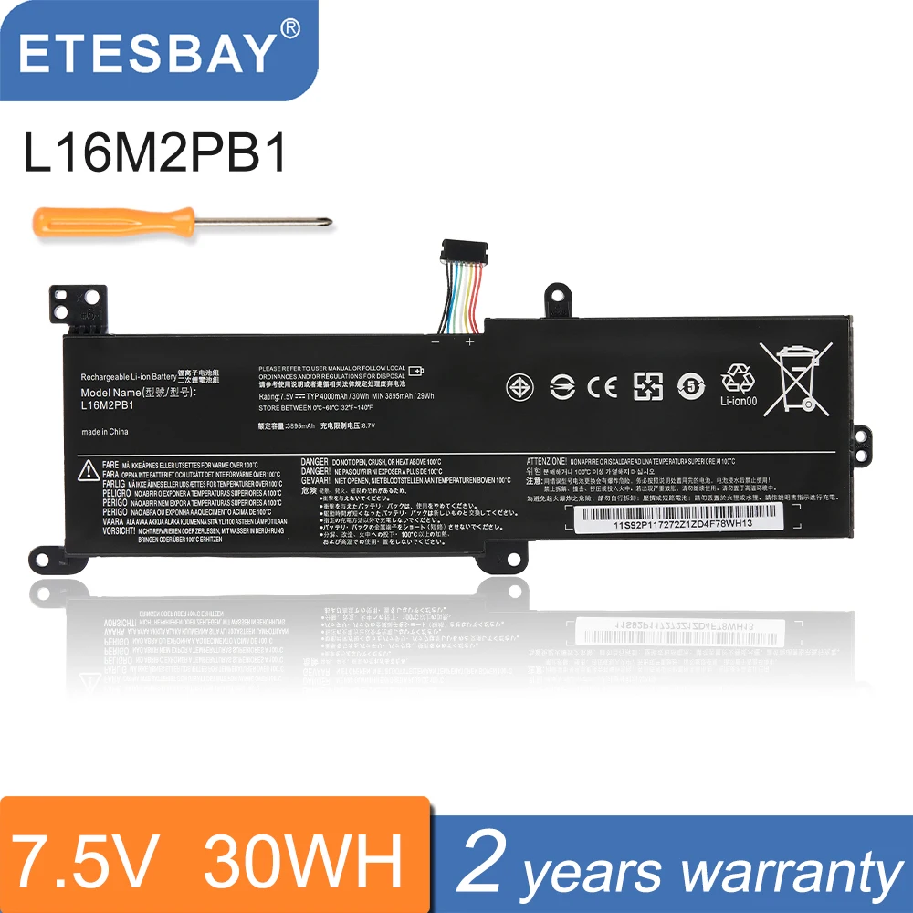 ETESBAY L16M2PB1 30WH Laptop Battery For Lenovo IdeaPad 320-14IKB 320-14ISK 320-15IKB Series L16L2PB1 L16C2PB1 L16C2PB2 L16S2PB2