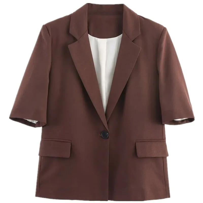 oulder Pad Mixed Fibre Linen ort Sve Suit Jaet New Autumn Women's Faion Ladies' ort Outerwear European Sle