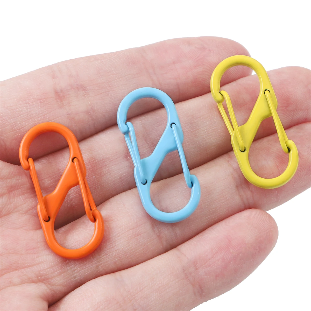 13x32mm, Alloy Lock Clip Keychain, Spray Paint, S Shaped Alloy Hanging Buckle For Outdoor Camping Hiking Travel, 4/10pcs