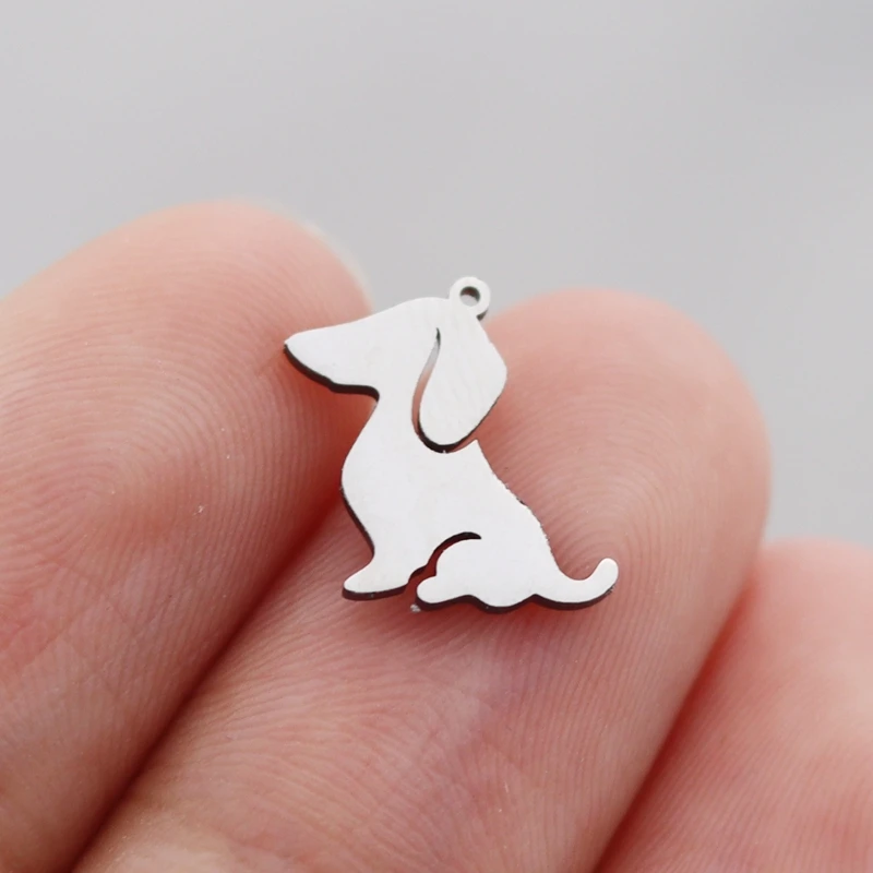 3pcs Cute Fun Quirky Dachshund Stainless Steel Pendant Charms for Jewelry Making Bracelets Earrings Women Craft diy Accessories