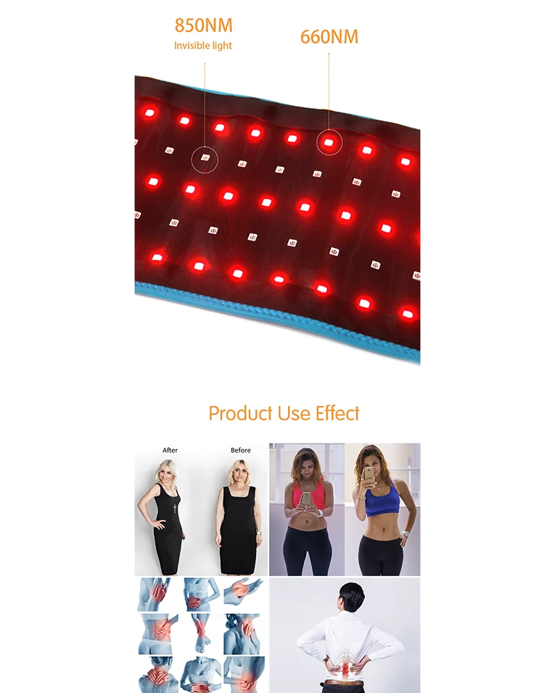 Correia de pulso portátil Red Light Therapy, Dispositivo infravermelho Light Therapy Wrap para corpo com temporizador, 660 850nm