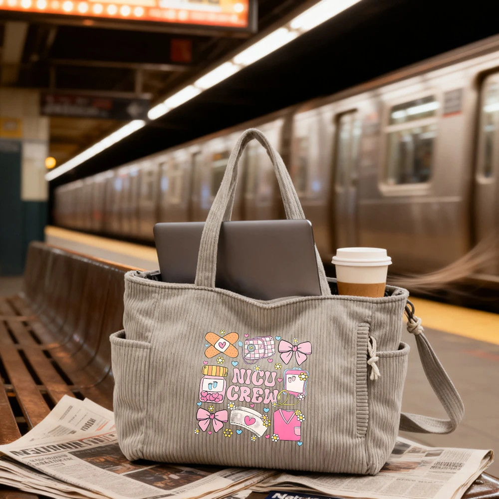 

Woman's Corduroy tote bag, Large Capacity Fashion Shoulder Bag, Daily Commuter Handbag, Shopping Bag, Underarm Bag