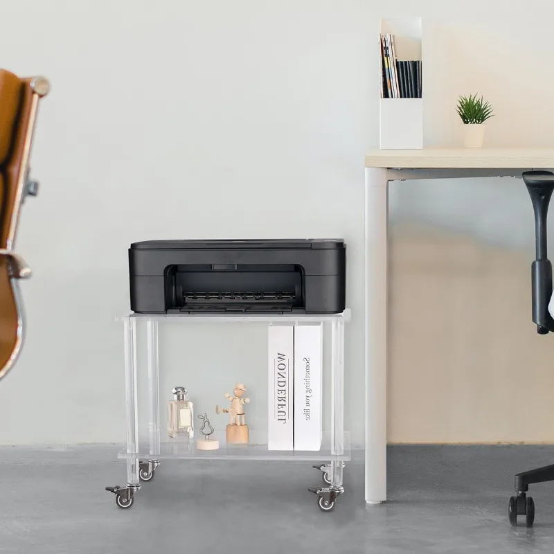 Nordic style transparent acrylic, coffee table light luxury, multi-functional cart moving side table, shelf