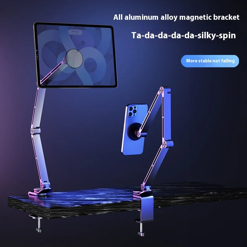 

2025 New Desktop Magnetic Mobile Phone Bracket Lazy Folding Aluminum Alloy Magnetic Bracket For Tablet Mobile Phone.