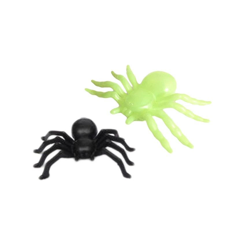 Aranhas de plástico pequeno Halloween Decorações, Preto, Luminoso, Casa assombrada, Aranha Decorar, Simulação Tricky Toy, 50pcs