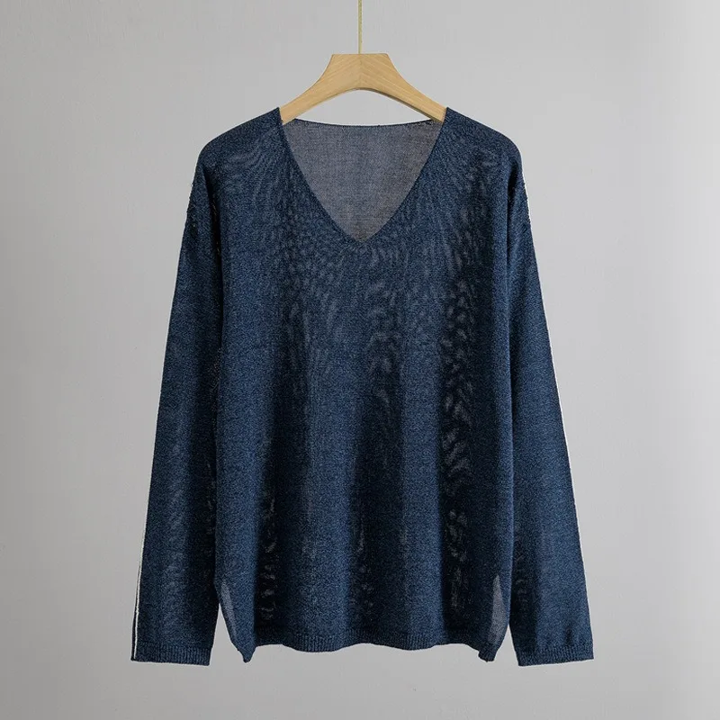 

Japanese Imported and Paper V-neck Pullover Loose Lazy Long-sleeved Versatile Blouse Women Tops