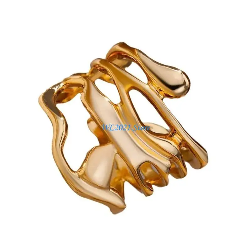 

G5GC Stylish Gold Hollow Rings in Sturdy Metal with Geometric Designs Jewelry Accessory for Couples and Special Occasions