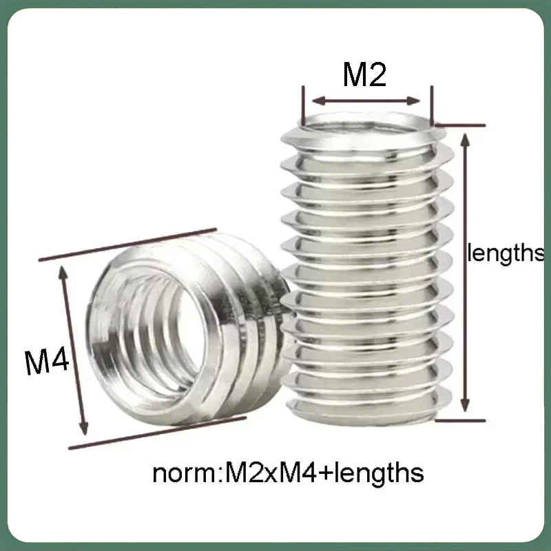 304 Stainless Steel Inside Outside Thread Adapter Screw Nuts Insert Sleeve Converter Nut Coupler M2 M3 M4 M5 M6- M12 M20