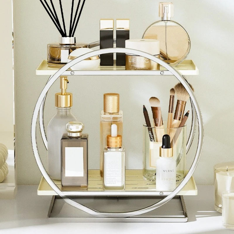 

Firm Cosmetics Storage Rack, Tabletop Shelf, Wrought Iron Layered Rack, Dresser, Skin Care Products, Perfume Display Rack