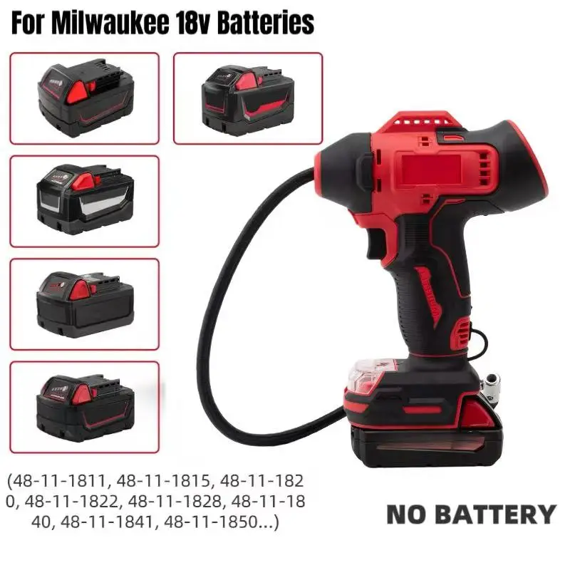 Cordless Tire Inflator Air Compressor for Makita 18V For Dewalt / Milwaukee / Bosch Battery, Portable Handheld(No Batteries)