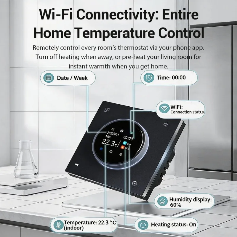 3A/16A WiFi Graffiti Smart Home Water Floor Heating Thermostat App Timing Knob Switch Floor Heating Thermostat