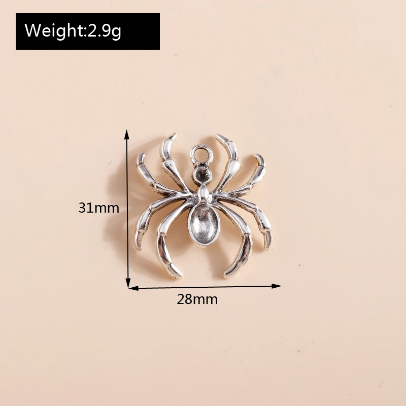 Leslie 10 Stück silberfarbene Metall-Tier-Anhänger, Legierung, Eule, Hund, Spinne, Elefant, Charms, DIY-Schmuckherstellung, Halsketten, Armband, Basteln – Detail 10