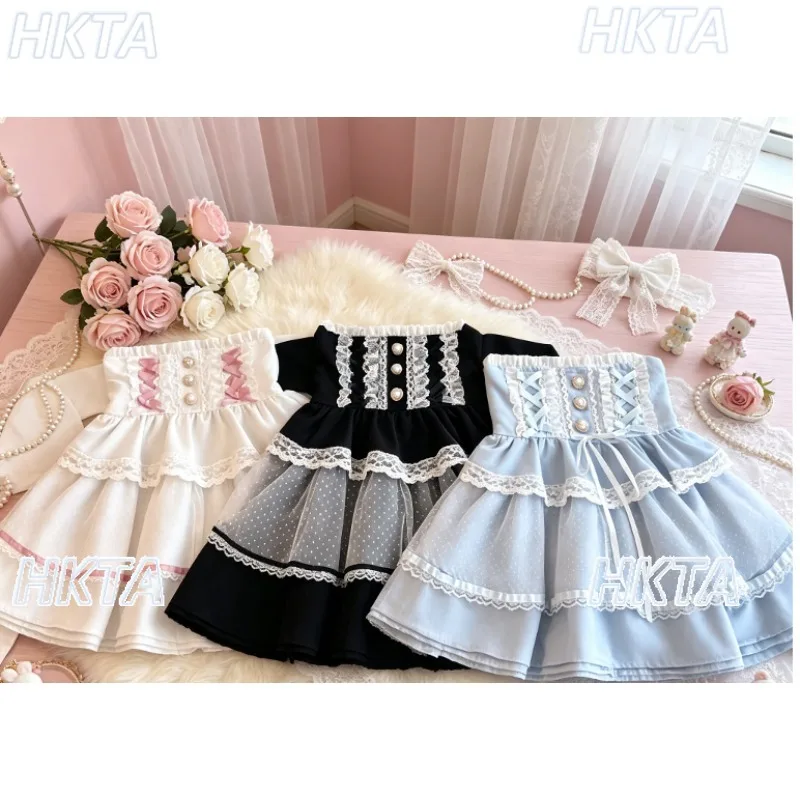 Japanese Sweet Lace Stitching Bow Strap Laminated Tutu Skirt 2026 Summer Kawaii Cute Lolita High Waist  A Line Mini Skirt Women