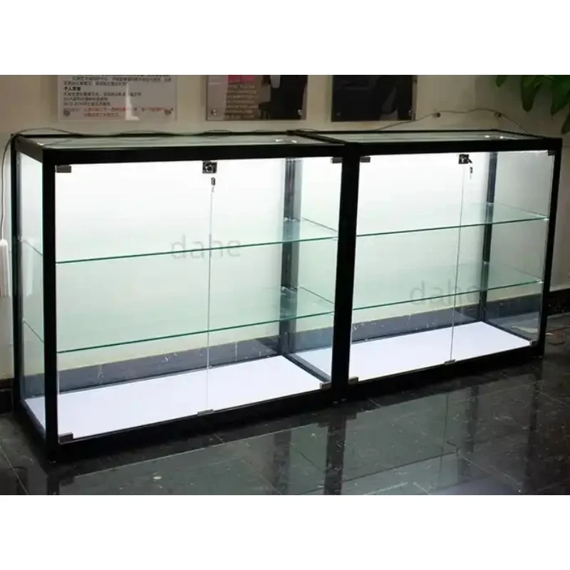 

Custom. smoke shop aluminum frame glass cabinets with LED lights showcase store display counters