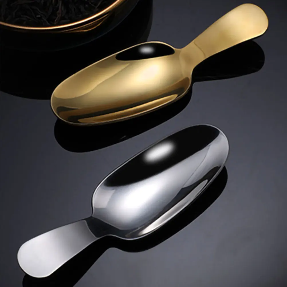 

4Pcs Durable Stainless Steel Tea Scoop Short Handle Dessert Spoon Ice Cream Tool Practical For Office Tea House