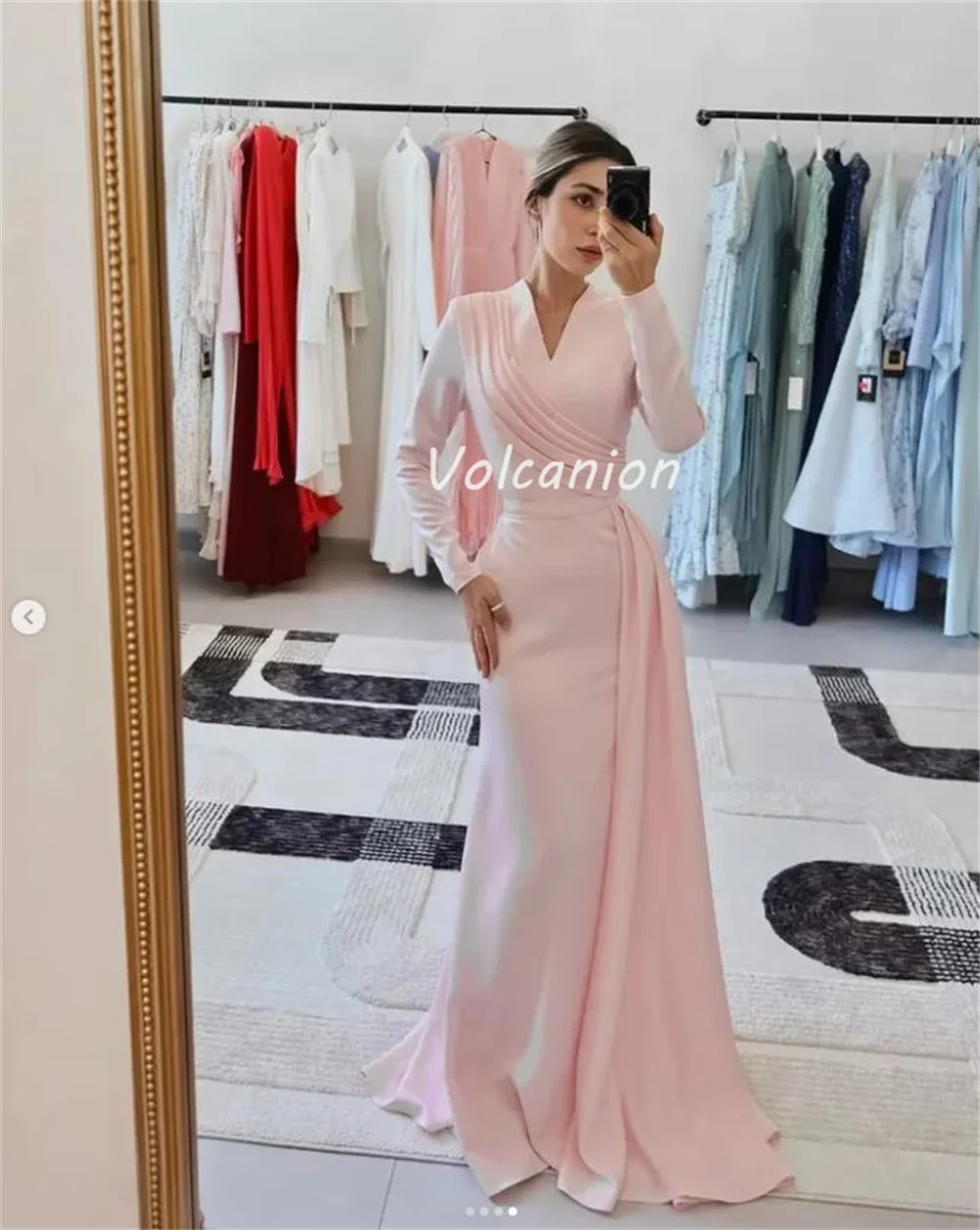 Customized Modern Style Fashion Charmeuse Ruched Sash Straight V-neck Long Dresses Bespoke Occasion Dresses High Quality Simple