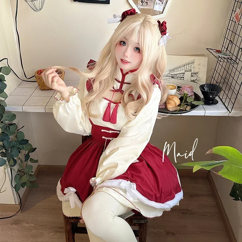 Vintage Geïnspireerde Damesoutfits Anime Meisje Cosplay Zwarte Jurk Met Lange Mouwen Dames Klassieke Lolita Meid Jurk