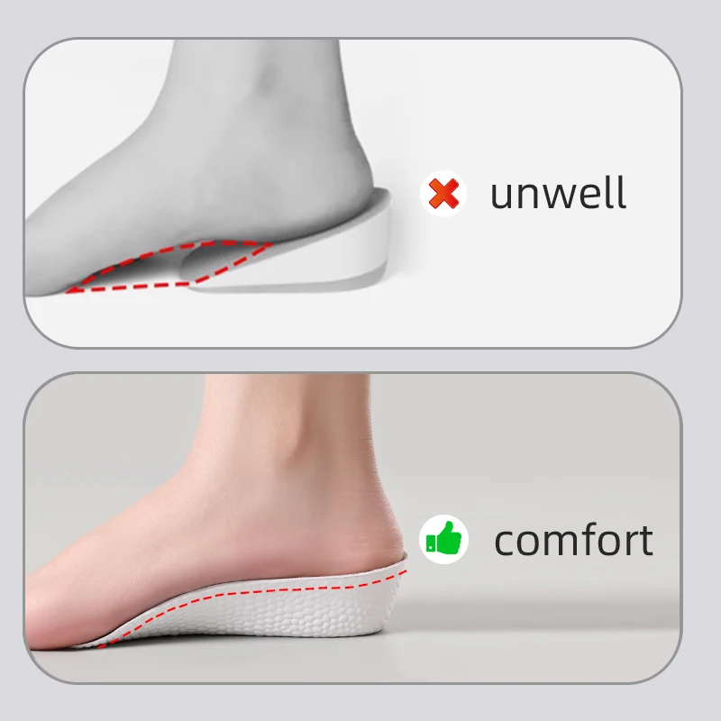 Arch Support Height Increase Insoles Half Pads Orthopedic Breathable Memory Foam 7 Points Lifts Shoe Pads Flat Feet Support