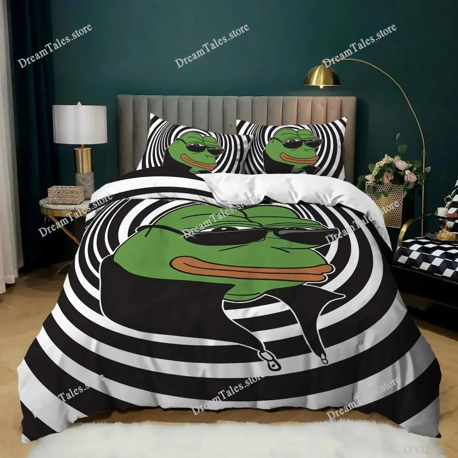Frog Duvet Cover Set King Size Funny Frog Tropical Amphibian Bedding Set for Kid 3D Tropical Nature Animal Polyester Quilt Cover