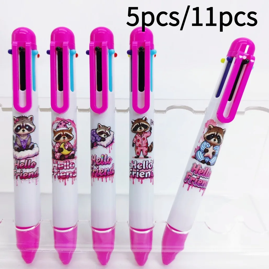 

5pcs/11pcs Creative Goodnight Raccoon Theme Ballpoint Pen Student Writing Signature Holiday Gift Preferred Gift