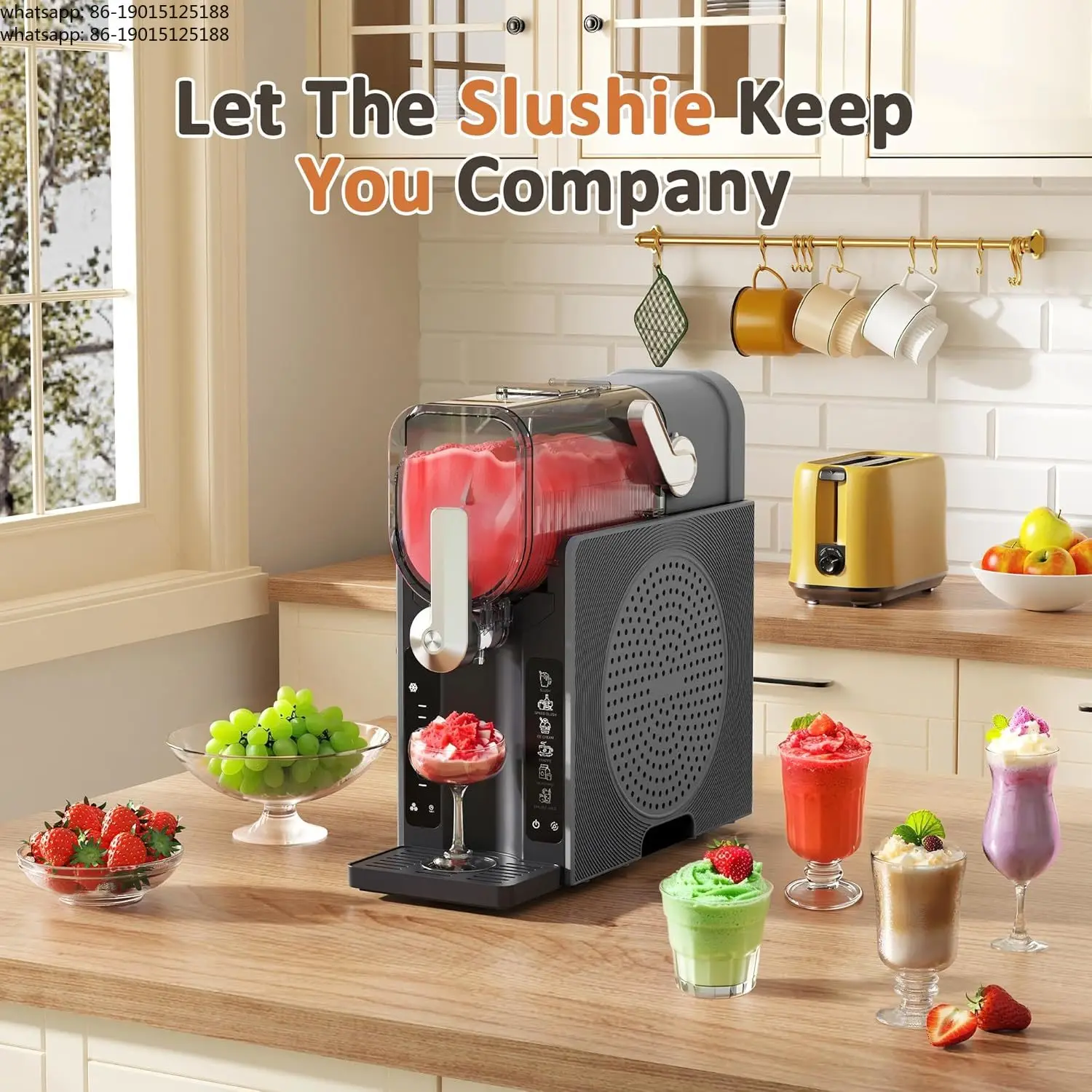 Slushie Machine for Home, Soft Serve Ice Cream Maker & Margarita Machine with Auto-Cleaning, 6 Presets for Drinks