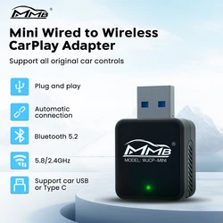 2024 New Mini Wired to Wireless Android Auto and Apple Carplay Adapter Plug and Play Fota Upgrade WiFi BluetoothV5.2 for Porsche