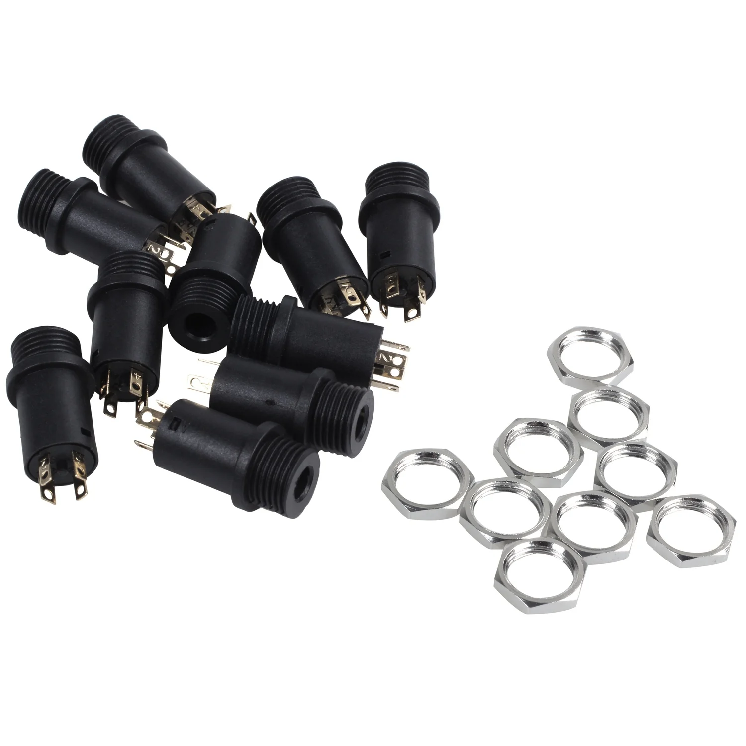 미니 스테레오 암 패널 마운트 헤드폰 잭 솔더, 블랙 4 도체, 3.5mm, 10 개