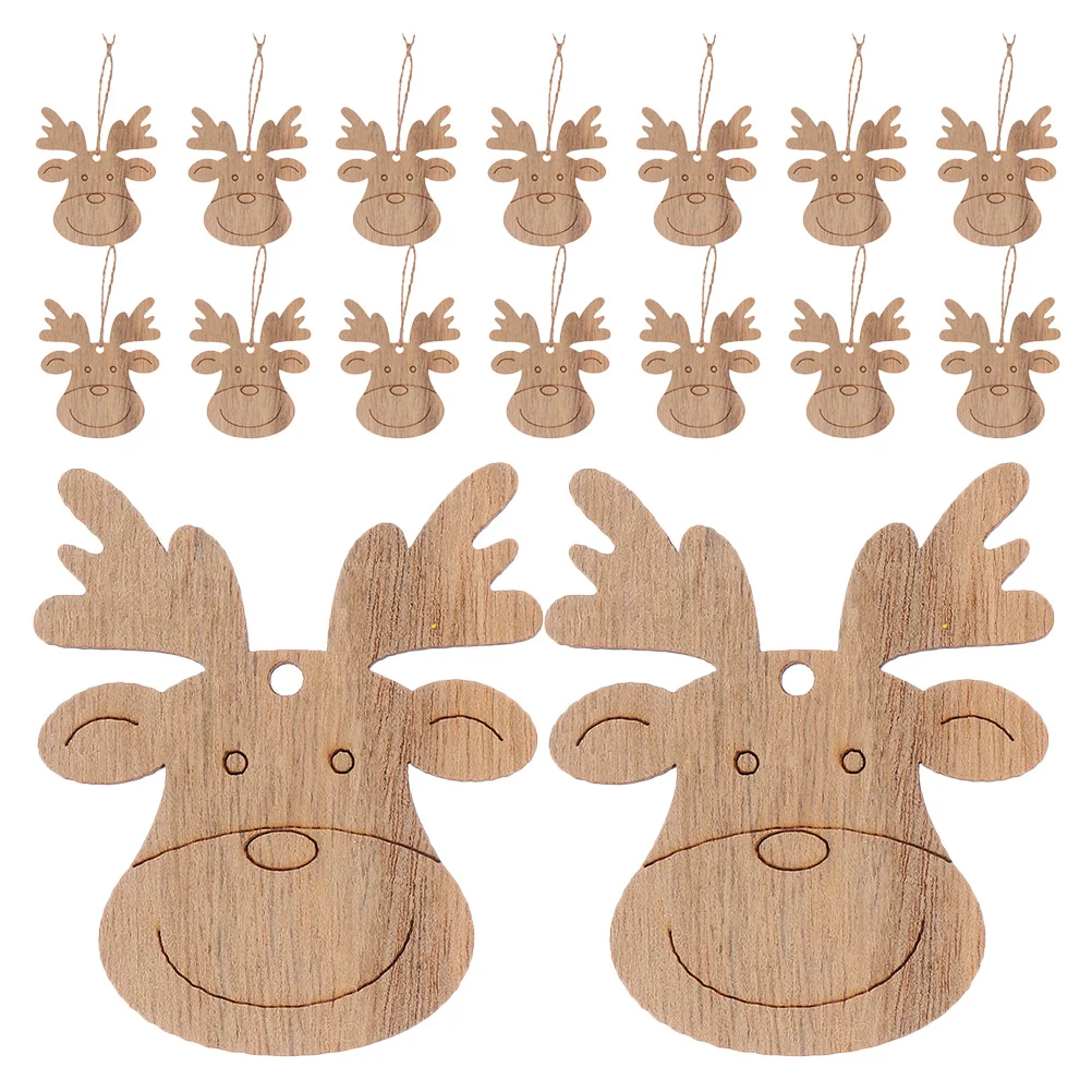 

30Pcs Wooden Reindeer Christmas Tree Ornaments DIY Blank Wood Cutouts Rustic Hanging Pendant Holiday Decorations