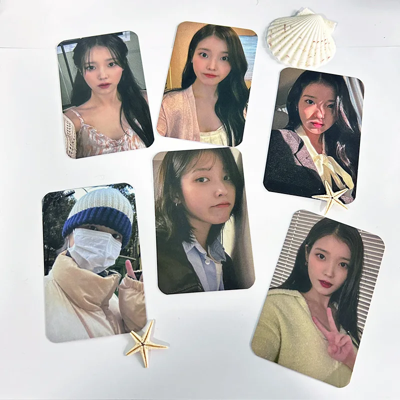 KPOP Korean Idol IU Homemade Postcards 6pcs Double-side Matte Film Photocards INS Style LOMO CARDS Lee JiEun Fans Collections