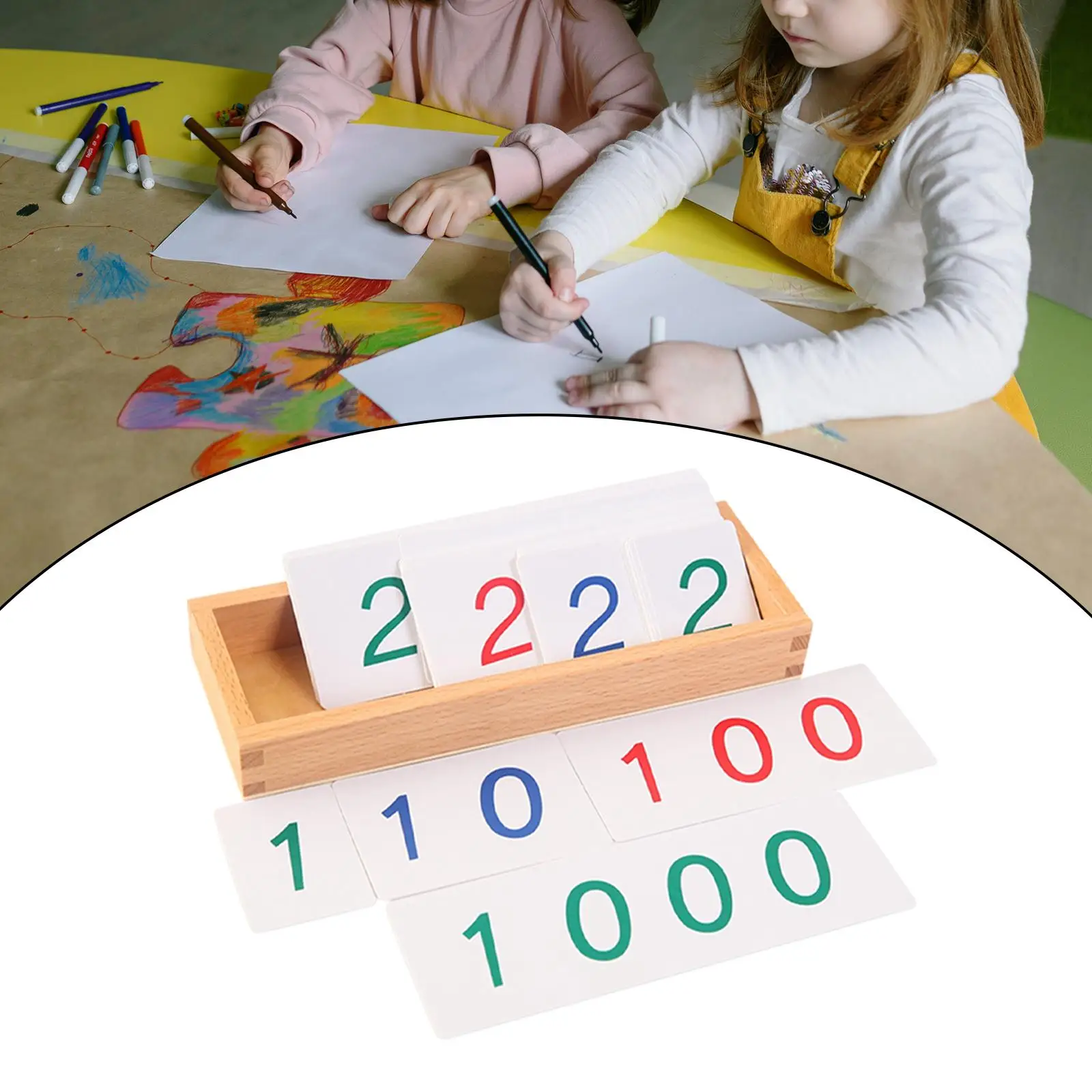 Tarjetas Montessori de números de matemáticas para el hogar, centro de aprendizaje temprano para niños pequeños de 3 a 7 años, guardería, 1-9000