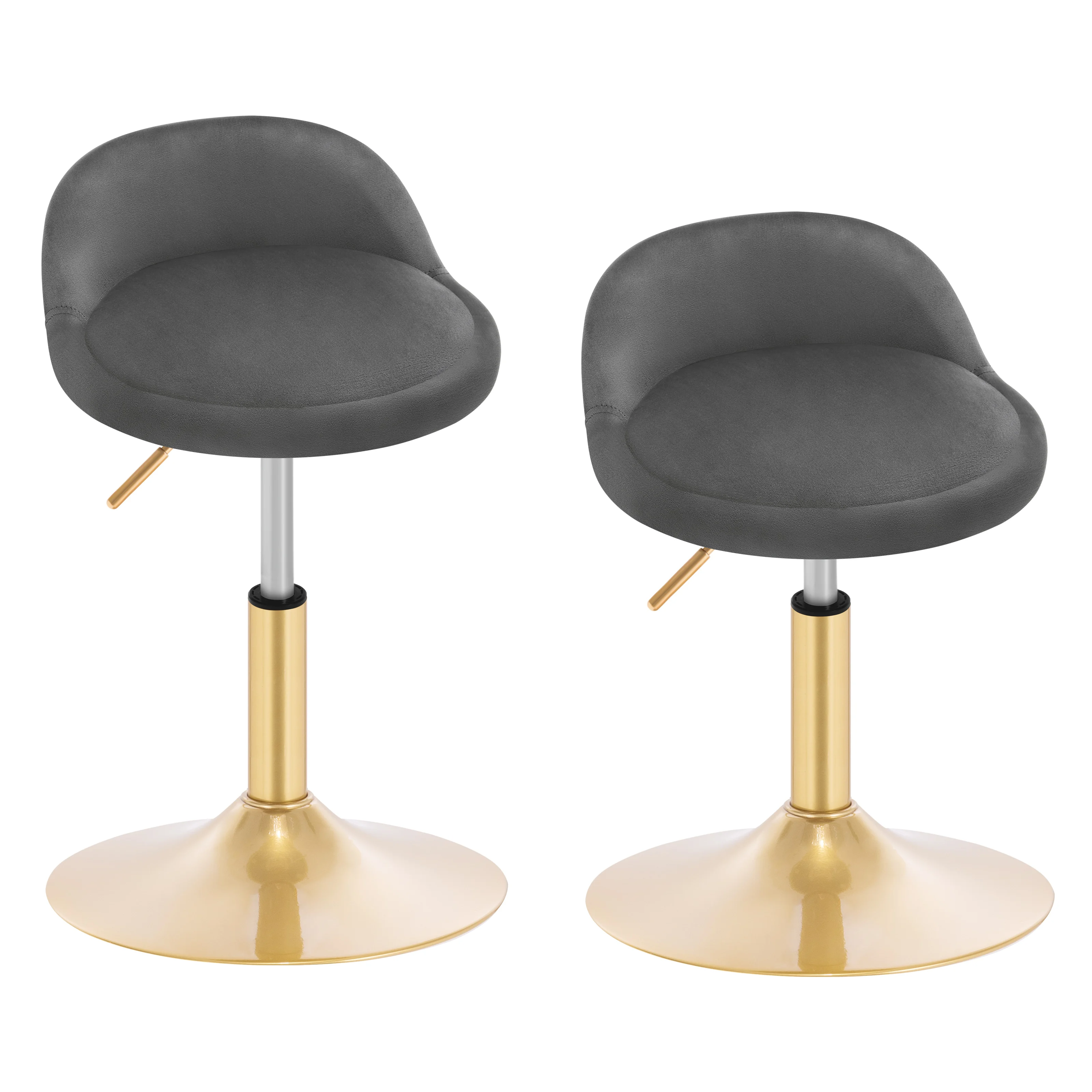 WOLTU Tabouret Bar, Lot de 2, Chaise de Bar Pivotante Réglable en Hauteur, Tabouret Cuisine avec Dossier et Repose-Pieds, Siège Rembourré, en Velours, Noir, BH428sz-2