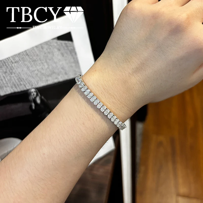 

TBCYD 0.3ct Oval Cut Full Moissanite 925 Silver Bracelet For Women Men Tennis Bracelet Luxury 18k Plated GRA Father's Day gifts