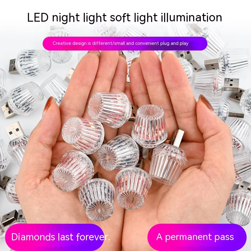 Car Cigarette Lighter USB Atmosphere Light LED Mini Colorful Night Light Wiring-Free Car Interior Lighting Accessories Supplies