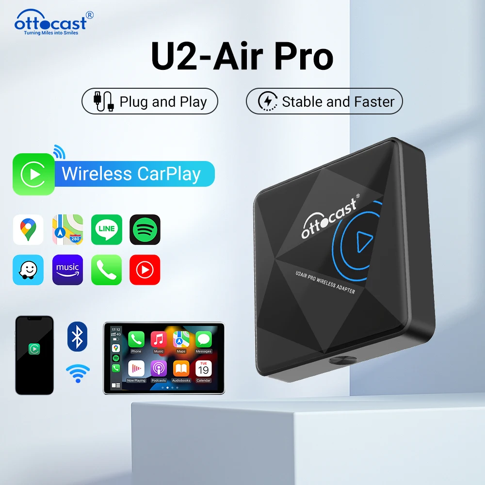 Ottocast Wireless CarPlay Adapter For Orignial wired CarPlay Car Accessories For Spotify Plug And Play Men Boy friend Gift Hot