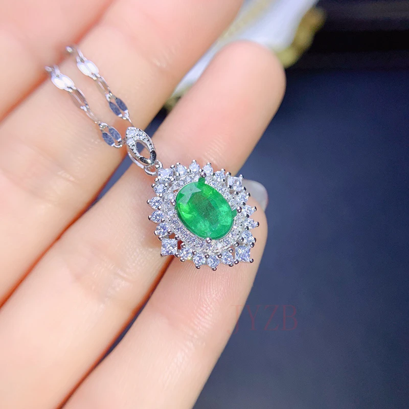 Exquisite luxury female engagement emerald set Light luxury S925 sterling silver couple engagement anniversary gift